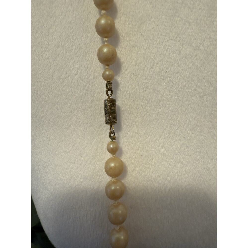 Vintage Hand Knotted Cultured Pearl Necklace Champagne Pearls Barrel Clasp - Picture 6 of 8